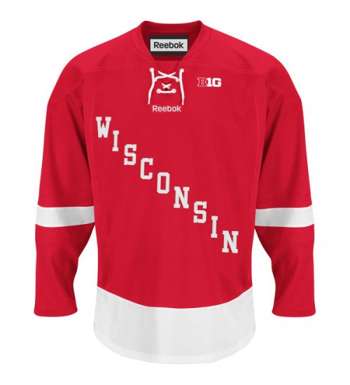 Custom Wisconsin Badgers 15-16 Red Premier Hockey Jersey